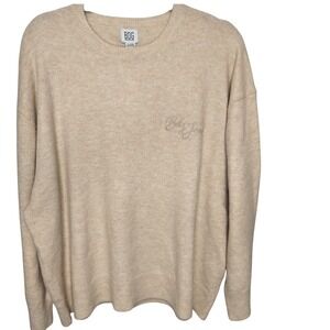 NWT BDG Urban Outfitters Beige Embroidered  BDG Jeans Crewneck Sweater XL TG‎